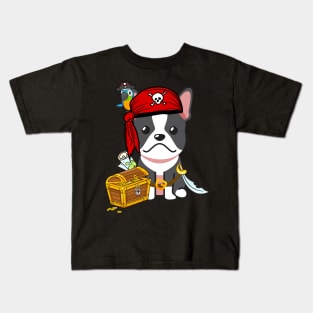 Funny french bulldog is a pirate Kids T-Shirt